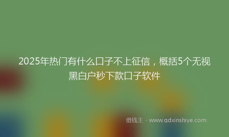 2025年热门有什么口子不上征信，概括5个无视黑白户秒下款口子软件
