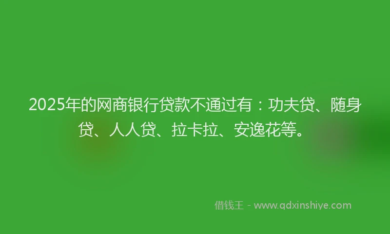 2025年的网商银行贷款不通过有：功夫贷、随身贷、人人贷、拉卡拉、安逸花等。