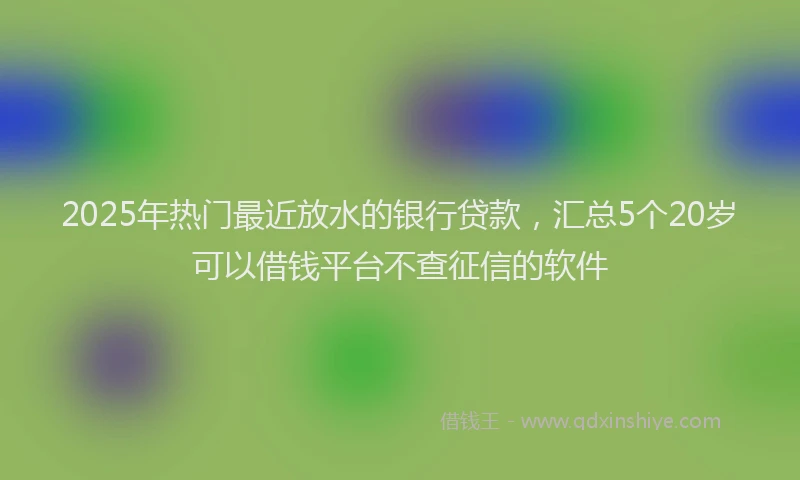 2025年热门最近放水的银行贷款，汇总5个20岁可以借钱平台不查征信的软件