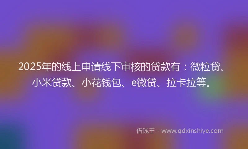 2025年的线上申请线下审核的贷款有：微粒贷、小米贷款、小花钱包、e微贷、拉卡拉等。