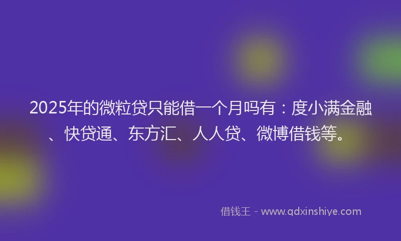 2025年的微粒贷只能借一个月吗有：度小满金融、快贷通、东方汇、人人贷、微博借钱等。
