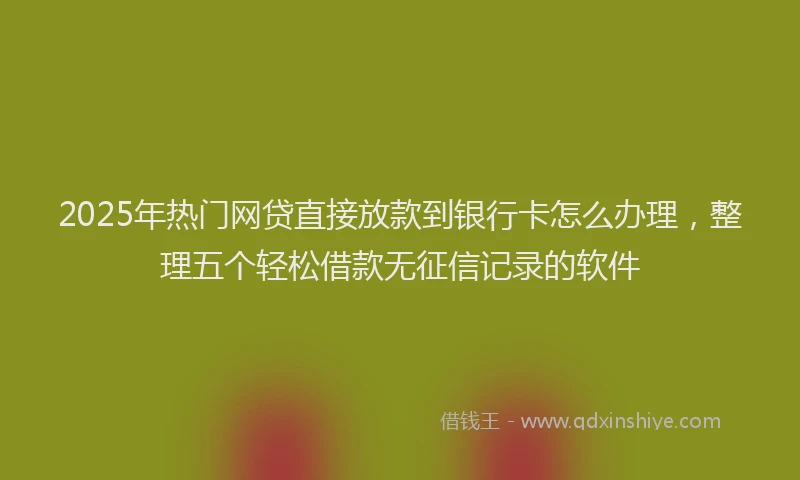 2025年热门网贷直接放款到银行卡怎么办理，整理五个轻松借款无征信记录的软件