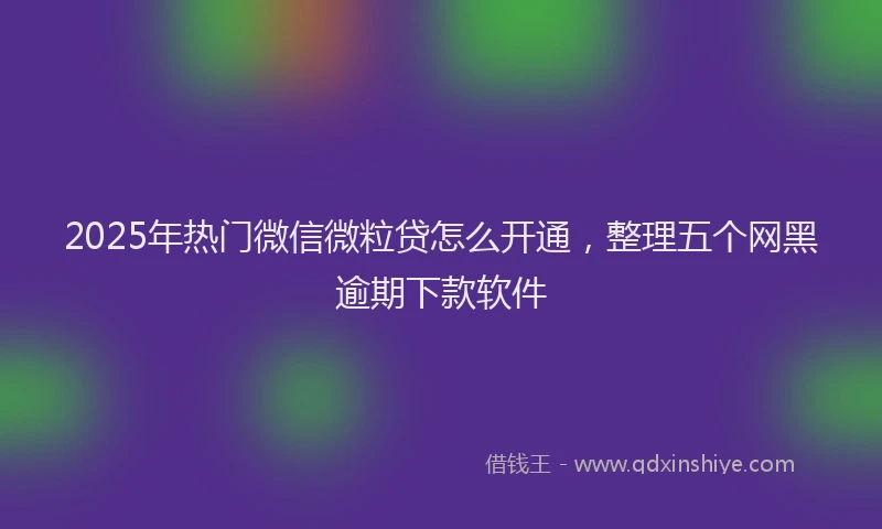2025年热门微信微粒贷怎么开通，整理五个网黑逾期下款软件