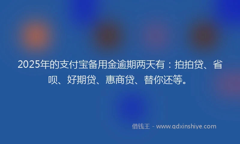 2025年的支付宝备用金逾期两天有：拍拍贷、省呗、好期贷、惠商贷、替你还等。