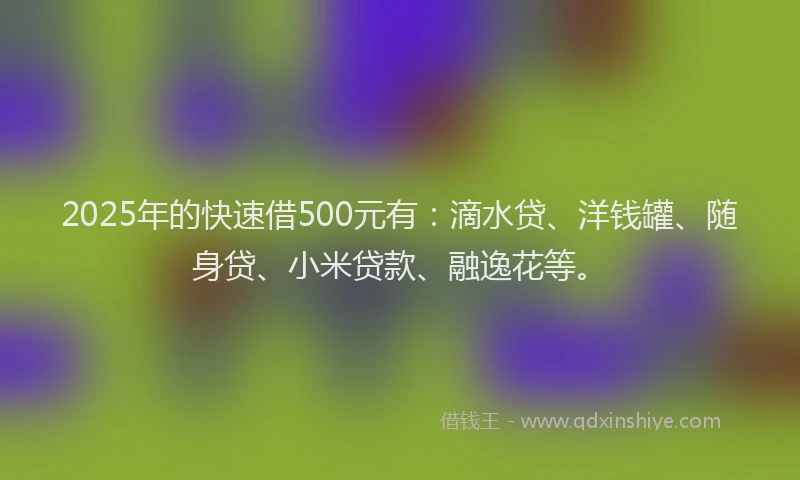 2025年的快速借500元有：滴水贷、洋钱罐、随身贷、小米贷款、融逸花等。
