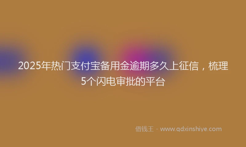 2025年热门支付宝备用金逾期多久上征信，梳理5个闪电审批的平台