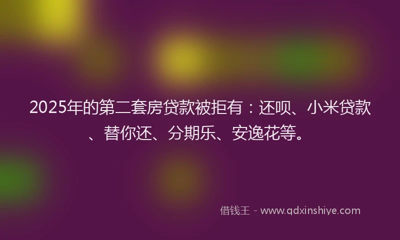 2025年的第二套房贷款被拒有：还呗、小米贷款、替你还、分期乐、安逸花等。