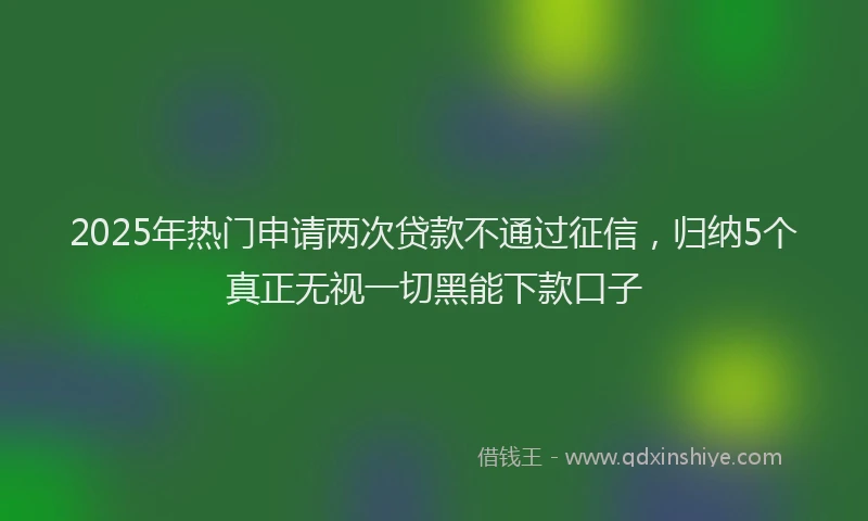 2025年热门申请两次贷款不通过征信，归纳5个真正无视一切黑能下款口子