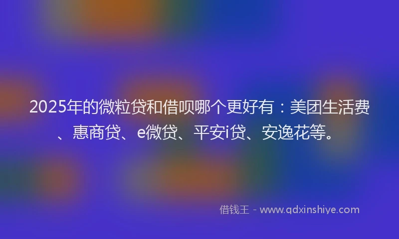 2025年的微粒贷和借呗哪个更好有：美团生活费、惠商贷、e微贷、平安i贷、安逸花等。