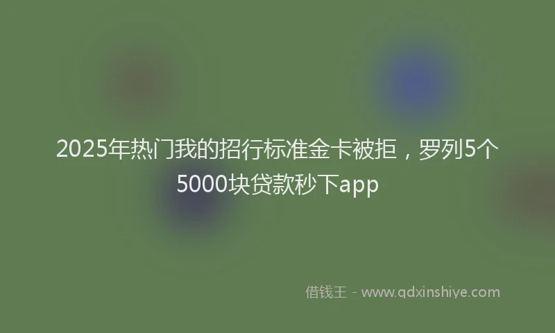 2025年热门我的招行标准金卡被拒，罗列5个5000块贷款秒下app
