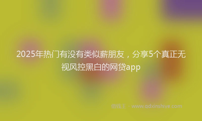 2025年热门有没有类似薪朋友，分享5个真正无视风控黑白的网贷app