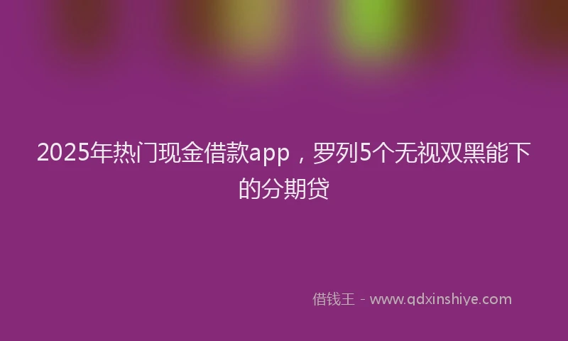 2025年热门现金借款app，罗列5个无视双黑能下的分期贷