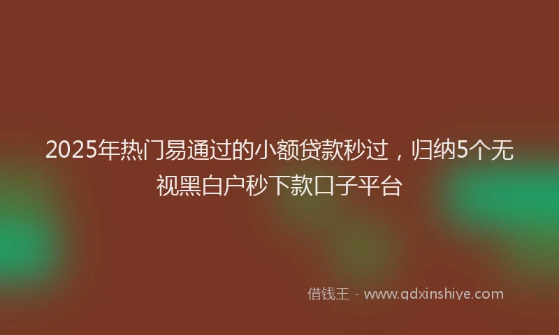 2025年热门易通过的小额贷款秒过，归纳5个无视黑白户秒下款口子平台