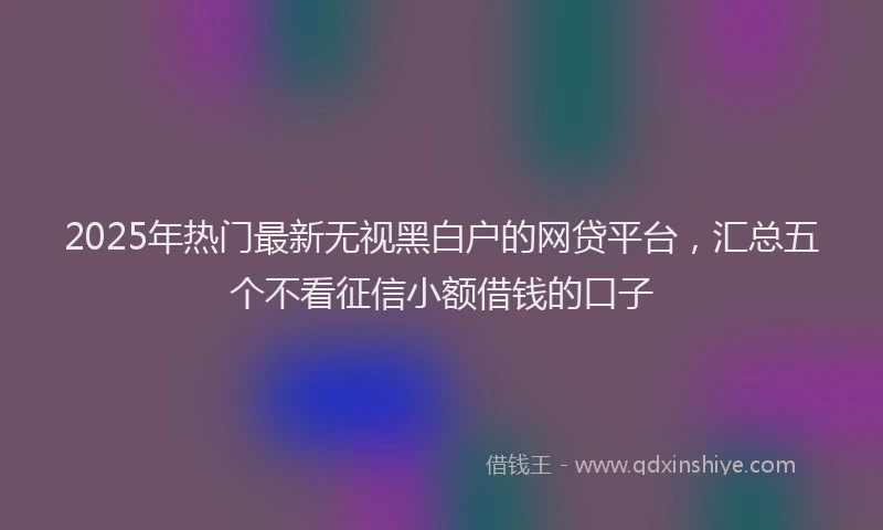 2025年热门最新无视黑白户的网贷平台，汇总五个不看征信小额借钱的口子