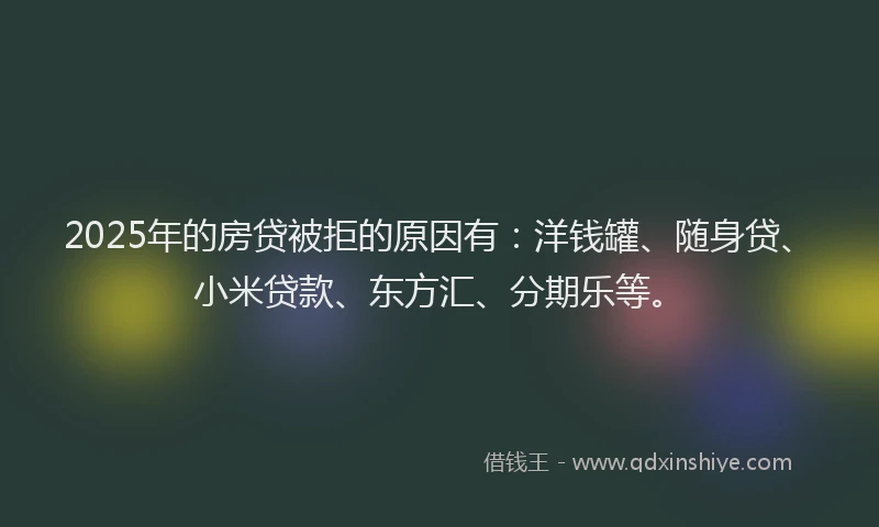 2025年的房贷被拒的原因有：洋钱罐、随身贷、小米贷款、东方汇、分期乐等。