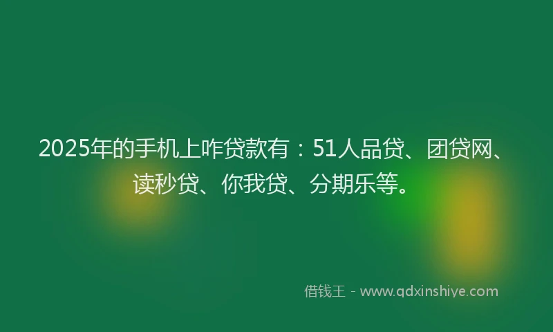 2025年的手机上咋贷款有：51人品贷、团贷网、读秒贷、你我贷、分期乐等。
