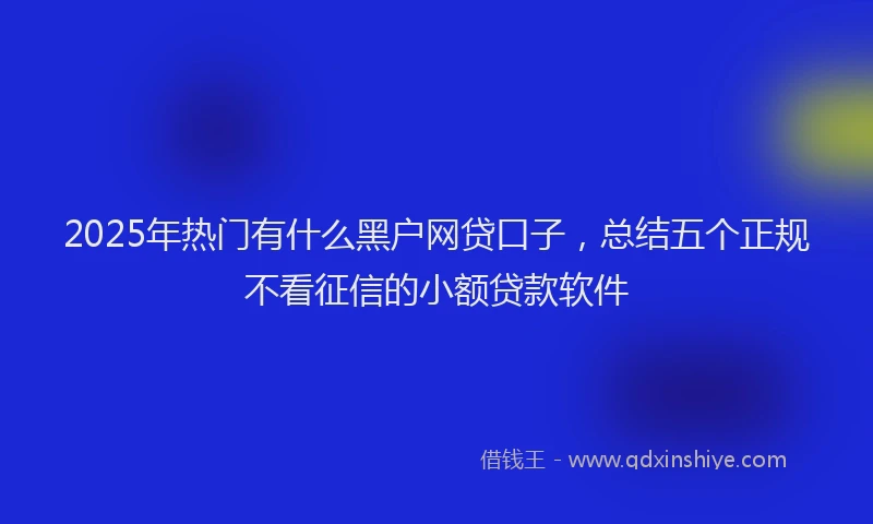 2025年热门有什么黑户网贷口子，总结五个正规不看征信的小额贷款软件
