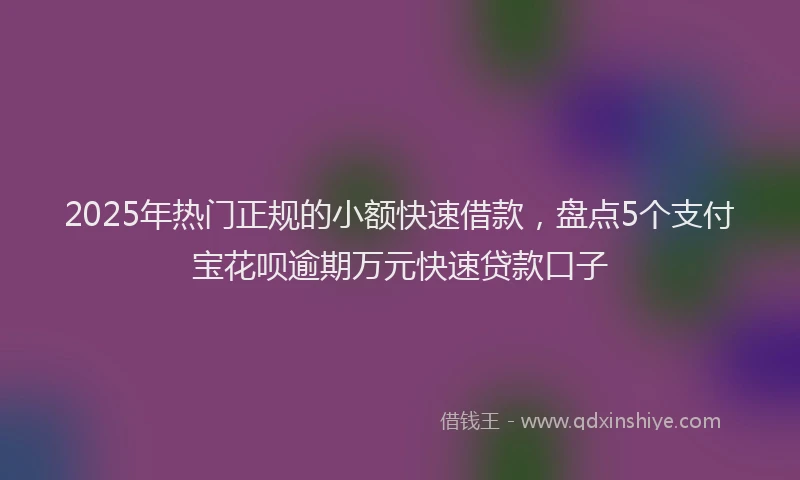 2025年热门正规的小额快速借款，盘点5个支付宝花呗逾期万元快速贷款口子