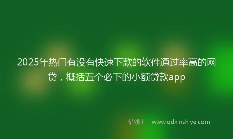 2025年热门有没有快速下款的软件通过率高的网贷，概括五个必下的小额贷款app
