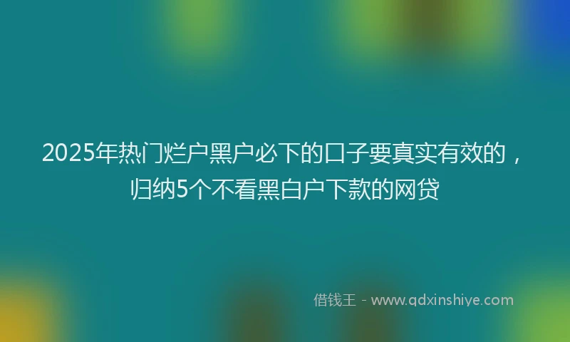 2025年热门烂户黑户必下的口子要真实有效的，归纳5个不看黑白户下款的网贷