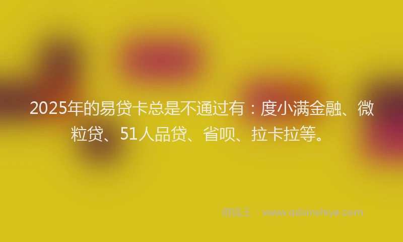 2025年的易贷卡总是不通过有：度小满金融、微粒贷、51人品贷、省呗、拉卡拉等。