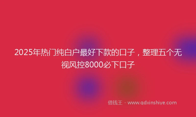 2025年热门纯白户最好下款的口子，整理五个无视风控8000必下口子