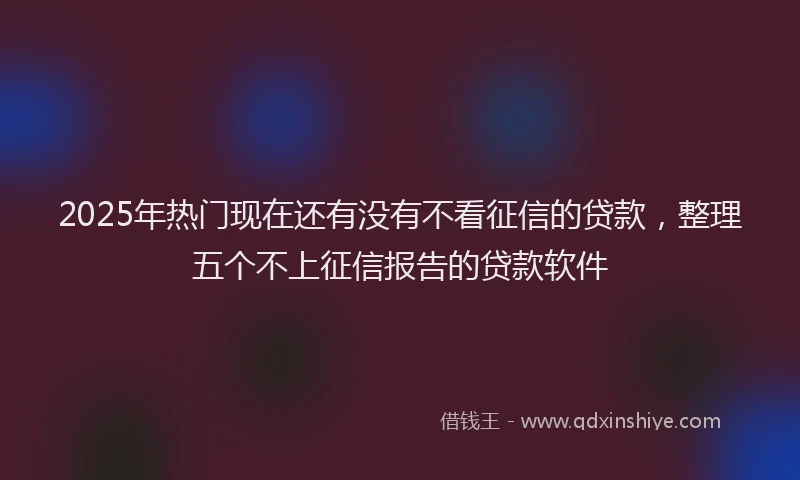 2025年热门现在还有没有不看征信的贷款，整理五个不上征信报告的贷款软件