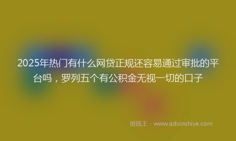 2025年热门有什么网贷正规还容易通过审批的平台吗，罗列五个有公积金无视一切的口子