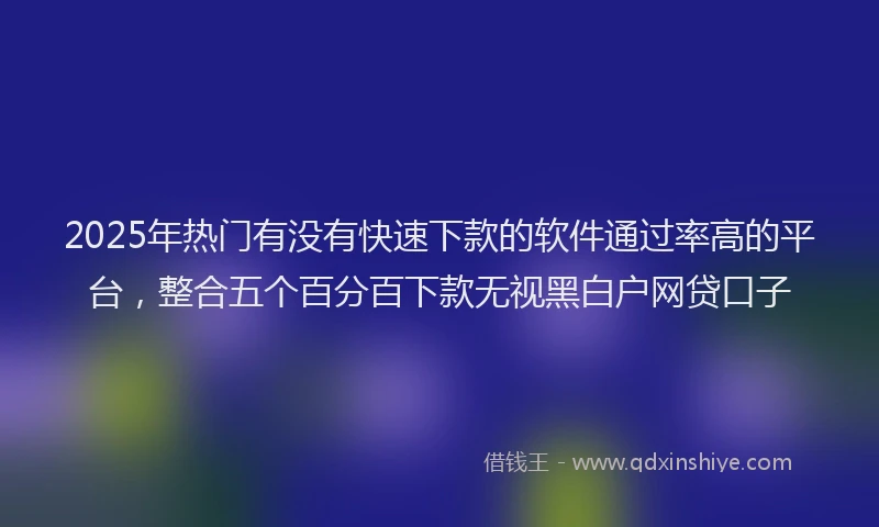 2025年热门有没有快速下款的软件通过率高的平台，整合五个百分百下款无视黑白户网贷口子