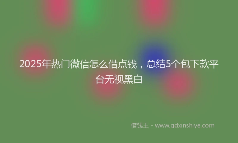 2025年热门微信怎么借点钱，总结5个包下款平台无视黑白