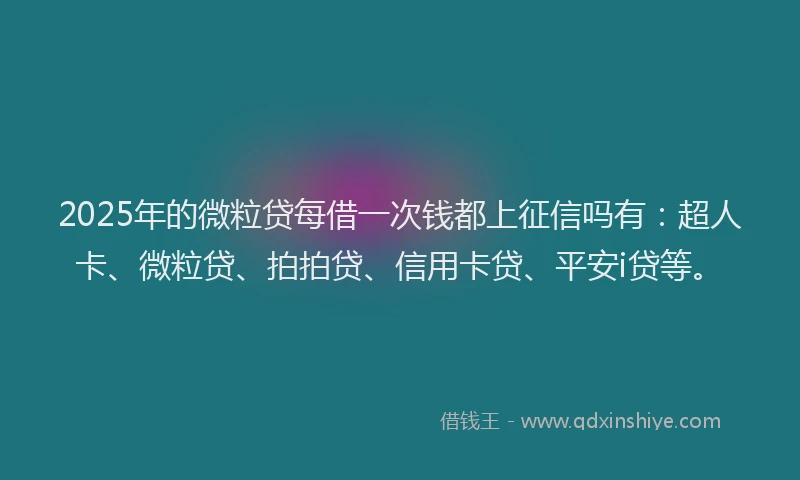2025年的微粒贷每借一次钱都上征信吗有：超人卡、微粒贷、拍拍贷、信用卡贷、平安i贷等。