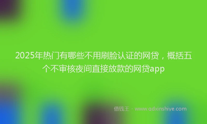2025年热门有哪些不用刷脸认证的网贷，概括五个不审核夜间直接放款的网贷app