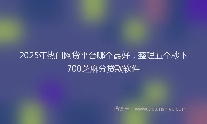 2025年热门网贷平台哪个最好，整理五个秒下700芝麻分贷款软件