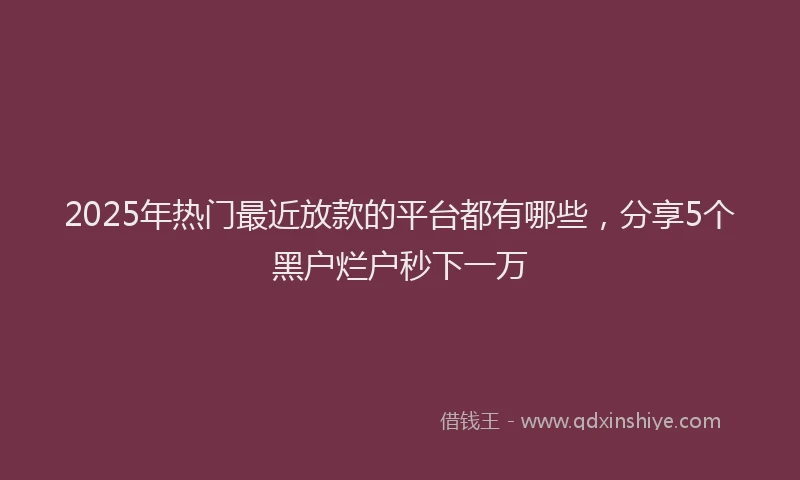 2025年热门最近放款的平台都有哪些，分享5个黑户烂户秒下一万
