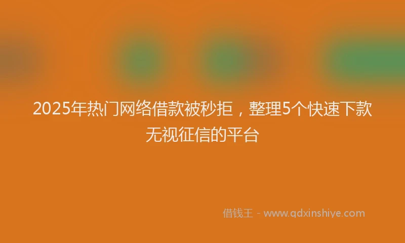 2025年热门网络借款被秒拒，整理5个快速下款无视征信的平台