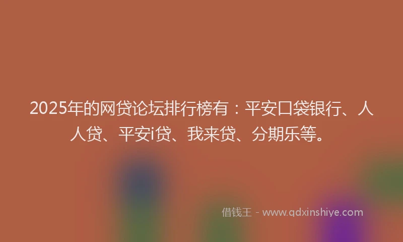 2025年的网贷论坛排行榜有：平安口袋银行、人人贷、平安i贷、我来贷、分期乐等。