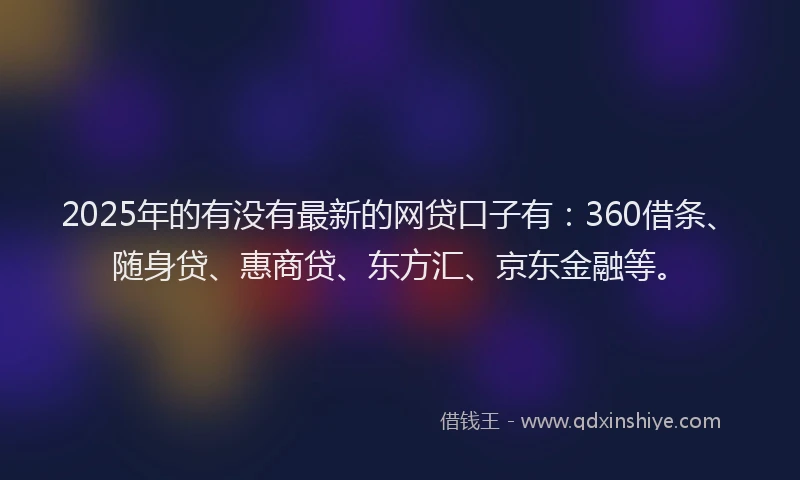 2025年的有没有最新的网贷口子有：360借条、随身贷、惠商贷、东方汇、京东金融等。