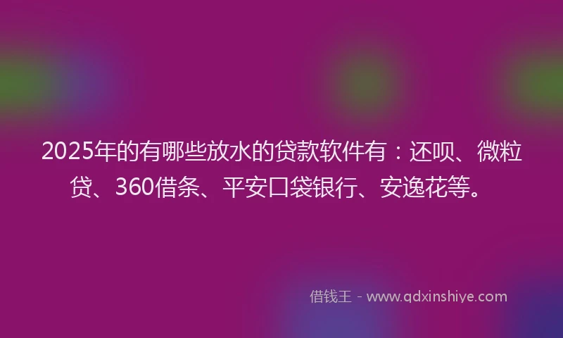 2025年的有哪些放水的贷款软件有：还呗、微粒贷、360借条、平安口袋银行、安逸花等。