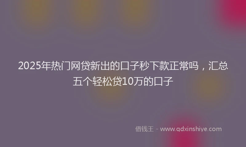 2025年热门网贷新出的口子秒下款正常吗，汇总五个轻松贷10万的口子