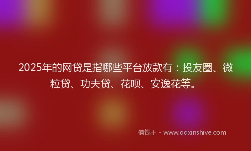 2025年的网贷是指哪些平台放款有：投友圈、微粒贷、功夫贷、花呗、安逸花等。