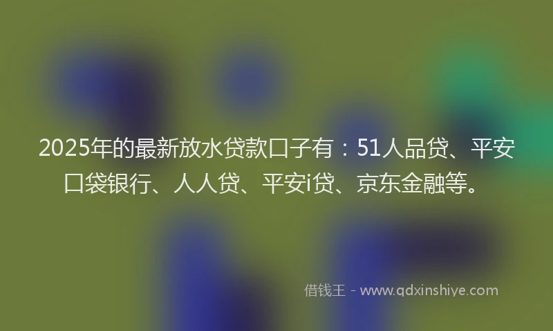 2025年的最新放水贷款口子有：51人品贷、平安口袋银行、人人贷、平安i贷、京东金融等。