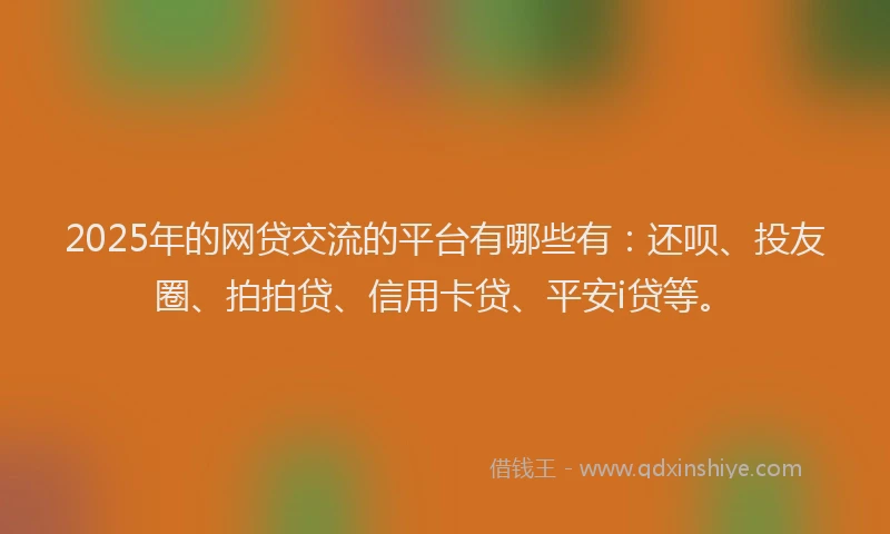 2025年的网贷交流的平台有哪些有：还呗、投友圈、拍拍贷、信用卡贷、平安i贷等。