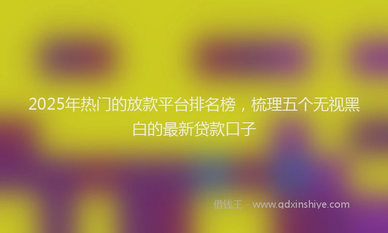 2025年热门的放款平台排名榜，梳理五个无视黑白的最新贷款口子