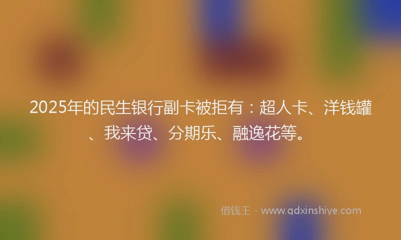 2025年的民生银行副卡被拒有：超人卡、洋钱罐、我来贷、分期乐、融逸花等。