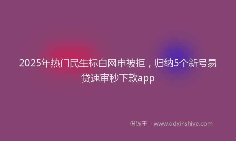 2025年热门民生标白网申被拒，归纳5个新号易贷速审秒下款app