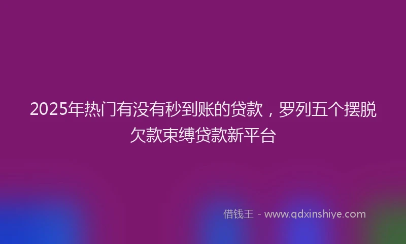 2025年热门有没有秒到账的贷款，罗列五个摆脱欠款束缚贷款新平台