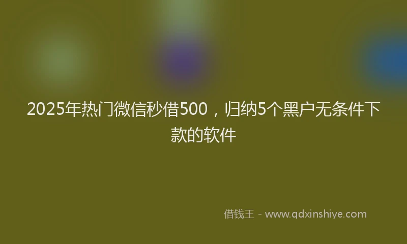 2025年热门微信秒借500，归纳5个黑户无条件下款的软件