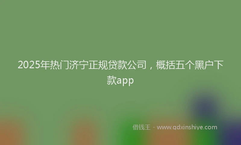 2025年热门济宁正规贷款公司，概括五个黑户下款app
