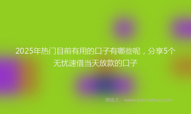2025年热门目前有用的口子有哪些呢，分享5个无忧速借当天放款的口子