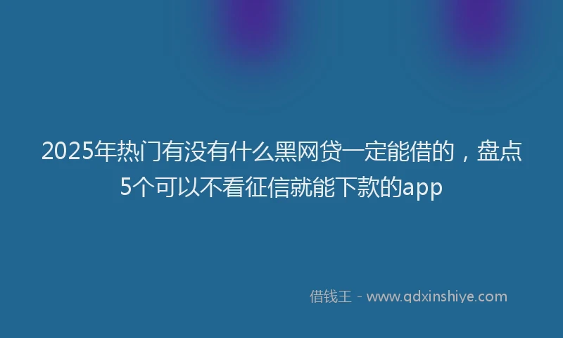2025年热门有没有什么黑网贷一定能借的，盘点5个可以不看征信就能下款的app